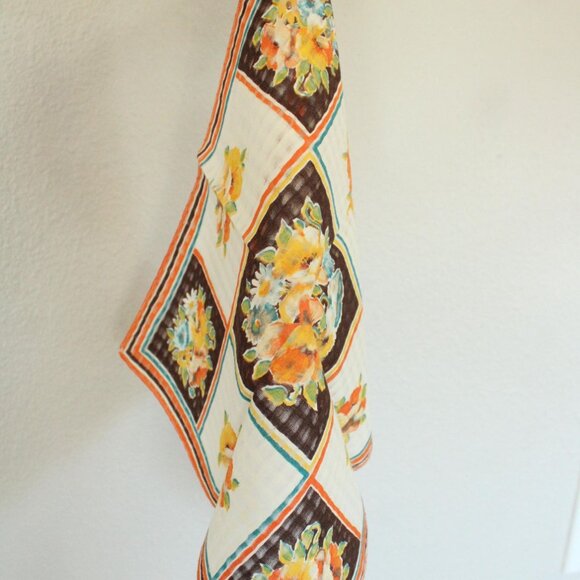 Vintage Handkerchief, Autumn Wildflower Floral Print Cotton Hankie - Picture 9 of 10